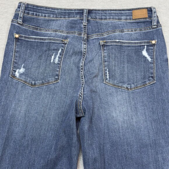 Judy Blue Womens Blue Jeans Raw Plaid Cuffs Lightly Distressed Slim Fit 13/31 - Picture 4 of 16